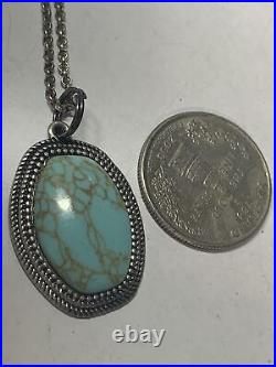 Navajo Crafted Pendant / Necklace Sterling Silver & Turquoise