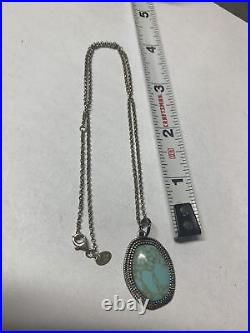 Navajo Crafted Pendant / Necklace Sterling Silver & Turquoise