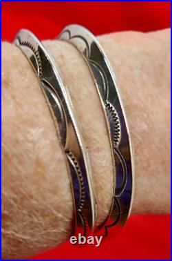 Navajo Cuff Bracelets Sterling Silver Vintage Handmade Native American USA