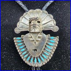 Navajo DANIEL MARTINEZ Sterling Needle Point Turquoise Marked DM Kachina Bolo