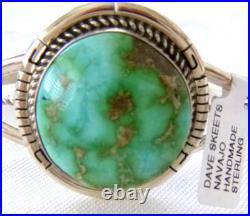 Navajo Dave Skeets Sonoran Gold Turquoise Cuff Bracelet 925 Sterling Silver NWT