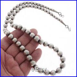 Navajo Antiqued Sterling Silver DESERT PEARL NECKLACE 24" Graduated 6-12mm Beads