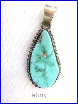 Navajo Eli Skeets Sonoran Gold Turquoise Pendant 925 Sterling Silver 1 7/8 In