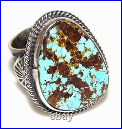 Navajo Gem Grade Number 8 Turquoise Ring Sunshine Reeves Size 8 Sterling Silver