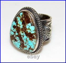 Navajo Gem Grade Number 8 Turquoise Ring Sunshine Reeves Size 8 Sterling Silver