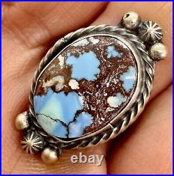 Navajo Golden Hills Turquoise Ring Sz 7 Sterling Silver by Gloria Rios Patina