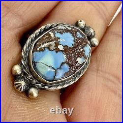 Navajo Golden Hills Turquoise Ring Sz 7 Sterling Silver by Gloria Rios Patina