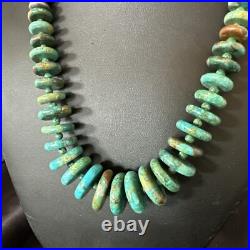 Navajo Graduated Turquoise Sterling Silver Necklace 19 18421