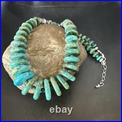 Navajo Graduated Turquoise Sterling Silver Necklace 19 18421