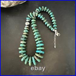 Navajo Graduated Turquoise Sterling Silver Necklace 19 18421