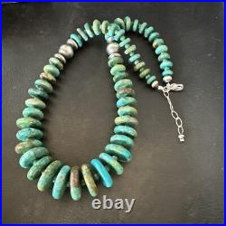 Navajo Graduated Turquoise Sterling Silver Necklace 19 18421