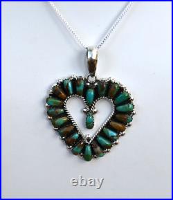 Navajo Green Mojave Turquoise & Sterling Pendant by D Benally with 20 chain