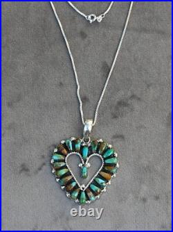Navajo Green Mojave Turquoise & Sterling Pendant by D Benally with 20 chain