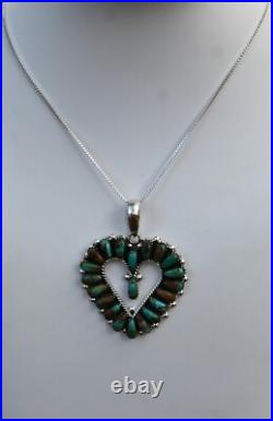 Navajo Green Mojave Turquoise & Sterling Pendant by D Benally with 20 chain