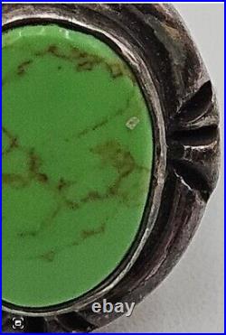 Navajo Green Turquoise Sterling Silver Ring Signed Calvin Peterson Native VTG