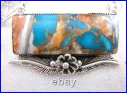 Navajo Gregg Yazzie Spiny Oyster & Turquoise Pendant Necklace Sterling Silver