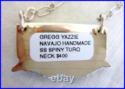 Navajo Gregg Yazzie Spiny Oyster & Turquoise Pendant Necklace Sterling Silver