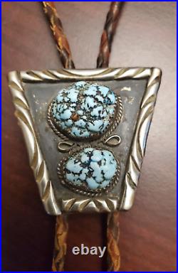 Navajo HANDMADE Sterling Silver and Turquoise Southwest Bolo Tie