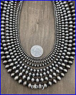 Navajo Hand-Strung Pearl Bead Necklaces 3mm 4mm 5mm 6mm 7mm 8mm 10mm 3-6mm 4-8mm