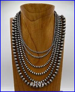 Navajo Hand-Strung Pearl Bead Necklaces 3mm 4mm 5mm 6mm 7mm 8mm 10mm 3-6mm 4-8mm