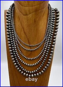 Navajo Hand-Strung Pearl Bead Necklaces 3mm 4mm 5mm 6mm 7mm 8mm 10mm 3-6mm 4-8mm