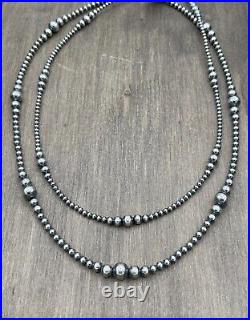 Navajo Hand-Strung Pearl Bead Necklaces 3mm 4mm 5mm 6mm 7mm 8mm 10mm 3-6mm 4-8mm