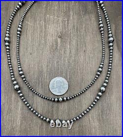 Navajo Hand-Strung Pearl Bead Necklaces 3mm 4mm 5mm 6mm 7mm 8mm 10mm 3-6mm 4-8mm