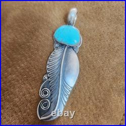 Navajo Handcrafted Turquoise and Sterling Silver Pendant PD2018