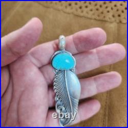 Navajo Handcrafted Turquoise and Sterling Silver Pendant PD2018 Navajo Handcrafted Turquoise and Sterling Silver Pendant PD2018