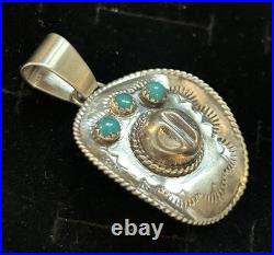 Navajo Handmade Cowboy Hat Pendant by Artist Bobby Platero / Running Bear