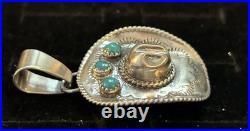Navajo Handmade Cowboy Hat Pendant by Artist Bobby Platero / Running Bear