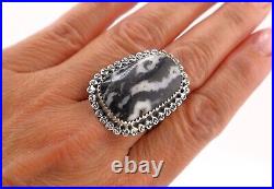 Navajo Handmade Jewelry Sterling Silver Native American Jasper Zebra Ring Sz 8.5