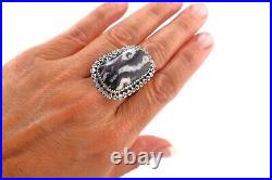 Navajo Handmade Jewelry Sterling Silver Native American Jasper Zebra Ring Sz 8.5