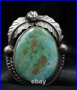 Navajo Handmade Royston Turquoise Blossom Ring with Sterling Silver