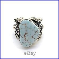 Navajo Handmade Sterling Silver Dry Creek Turquoise Ring Size 9 L. James