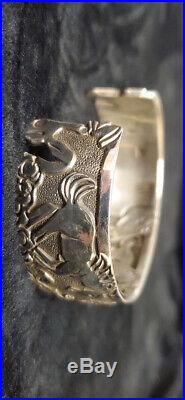 Navajo Handmade Sterling Silver Storyteller Large Cuff Bracelet Lloyd Becenti