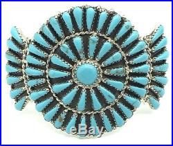 Navajo Handmade Sterling Silver Turquoise Cluster Bracelet Mathilda Benally