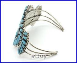Navajo Handmade Sterling Silver Turquoise Cluster Bracelet Mathilda Benally