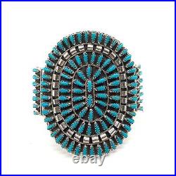 Navajo Handmade Sterling Silver Turquoise Cluster Cuff Bracelet Violet Begay