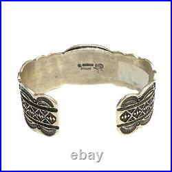 Navajo Handmade Sterling Silver Turquoise Cuff Bracelet Delores Cadman