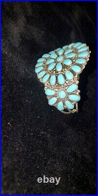 Navajo Handmade Turquoise Cluster Sterling Silver Bracelet Juliana Williams