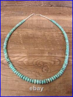 Navajo Indian Graduated 19 Sterling Silver & Turquoise Rondelle Necklace Jake