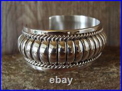 Navajo Indian Jewelry Sterling Silver Ribbed Melon Bracelet by Thomas Charley
