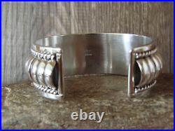 Navajo Indian Jewelry Sterling Silver Ribbed Melon Bracelet by Thomas Charley