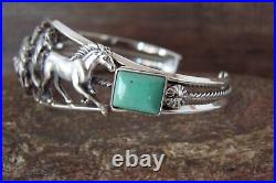 Navajo Indian Jewelry Sterling Silver Turquoise Horse Cuff by Bobby Platero
