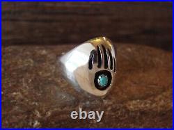Navajo Indian Sterling Silver Bear Paw Turquoise Ring Spencer Size 13