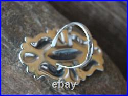 Navajo Indian Sterling Silver Concho Ring Signed Johnson Size 6.5