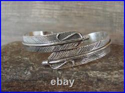 Navajo Indian Sterling Silver Feather Bracelet Signed Begay