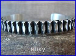 Navajo Indian Sterling Silver Ribbed Bracelet by Leander Tahe