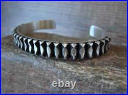 Navajo Indian Sterling Silver Ribbed Bracelet by Leander Tahe